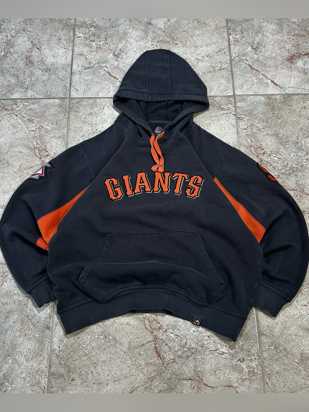 Majestic Black and Orange "Giants" Hooded Zip-Up Sweater